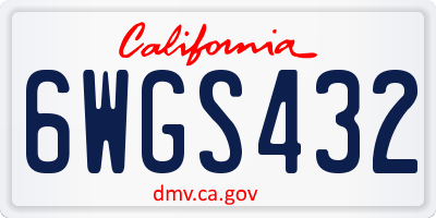 CA license plate 6WGS432