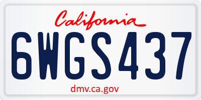 CA license plate 6WGS437