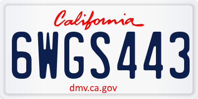 CA license plate 6WGS443