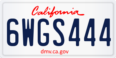CA license plate 6WGS444