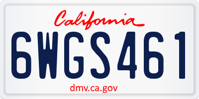 CA license plate 6WGS461