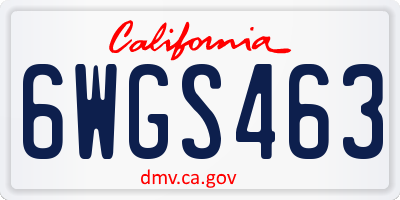 CA license plate 6WGS463