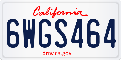 CA license plate 6WGS464