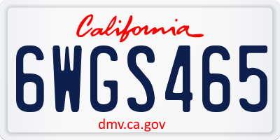 CA license plate 6WGS465