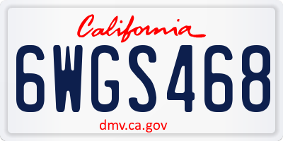 CA license plate 6WGS468