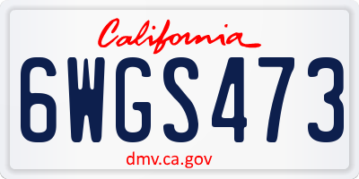 CA license plate 6WGS473