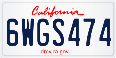 CA license plate 6WGS474
