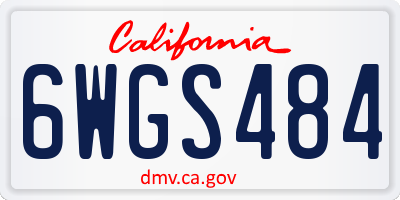 CA license plate 6WGS484