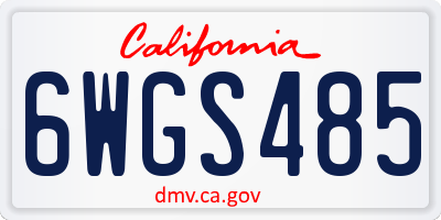 CA license plate 6WGS485