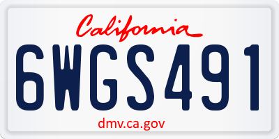 CA license plate 6WGS491