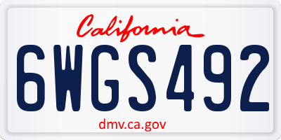 CA license plate 6WGS492