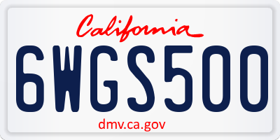 CA license plate 6WGS500
