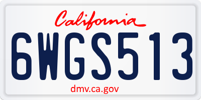 CA license plate 6WGS513