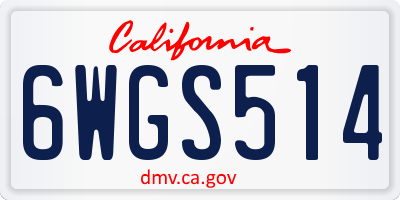 CA license plate 6WGS514