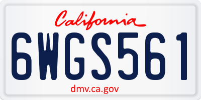 CA license plate 6WGS561