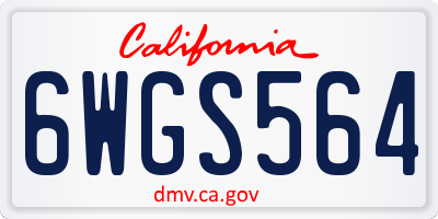 CA license plate 6WGS564