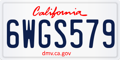 CA license plate 6WGS579