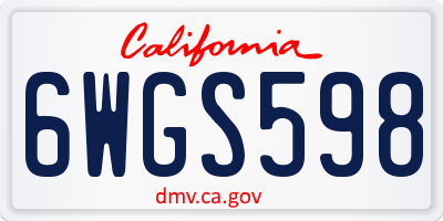 CA license plate 6WGS598