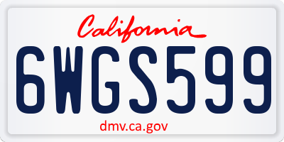 CA license plate 6WGS599