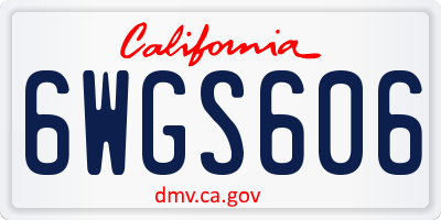 CA license plate 6WGS606