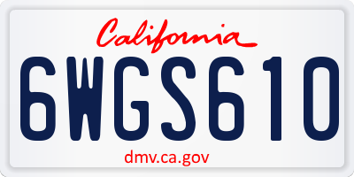 CA license plate 6WGS610