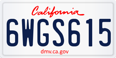 CA license plate 6WGS615