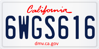 CA license plate 6WGS616