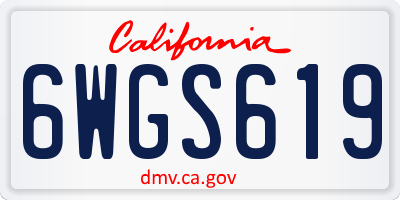 CA license plate 6WGS619
