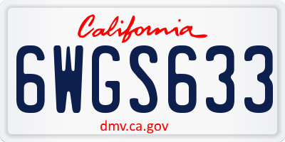 CA license plate 6WGS633