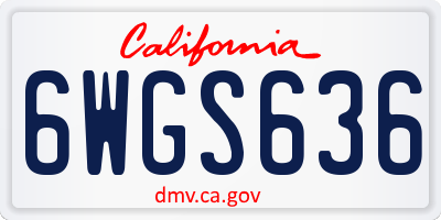 CA license plate 6WGS636