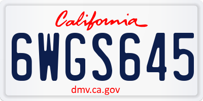 CA license plate 6WGS645