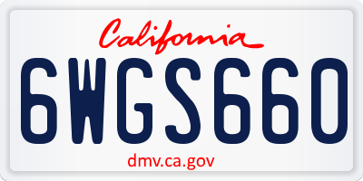 CA license plate 6WGS660