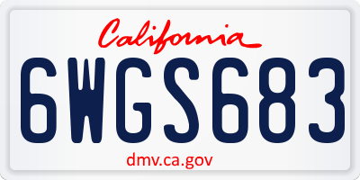 CA license plate 6WGS683