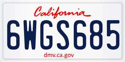 CA license plate 6WGS685