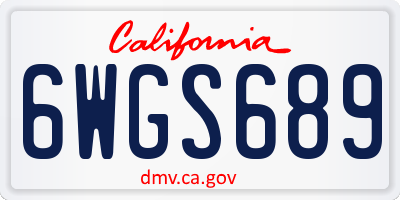 CA license plate 6WGS689