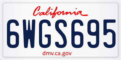 CA license plate 6WGS695