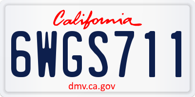 CA license plate 6WGS711
