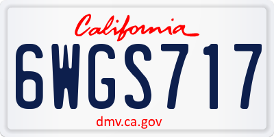 CA license plate 6WGS717