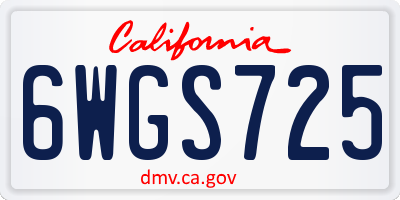 CA license plate 6WGS725