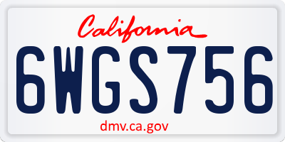 CA license plate 6WGS756
