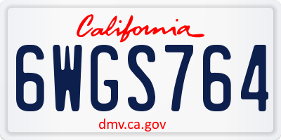 CA license plate 6WGS764
