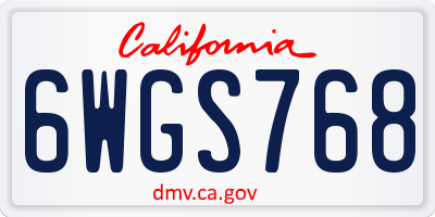 CA license plate 6WGS768