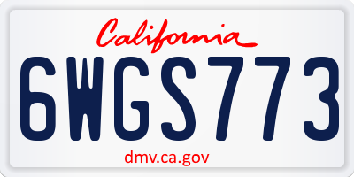CA license plate 6WGS773