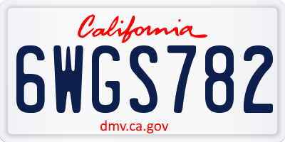 CA license plate 6WGS782