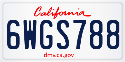 CA license plate 6WGS788