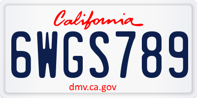 CA license plate 6WGS789