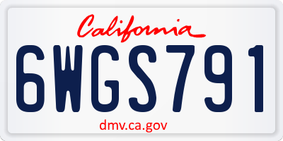CA license plate 6WGS791