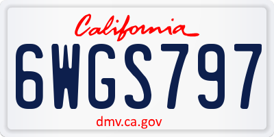 CA license plate 6WGS797