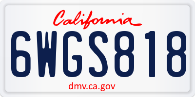 CA license plate 6WGS818