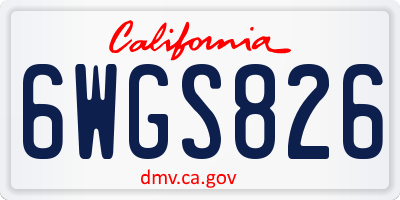 CA license plate 6WGS826